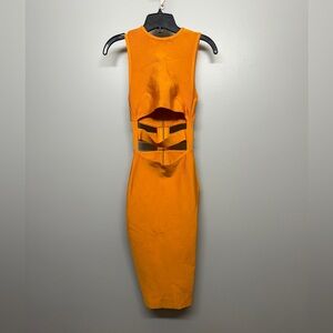House of CB Orange Midi Stretch Cut out Strappy Dress SIZE XS